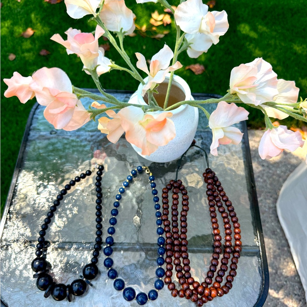 Vintage beaded necklaces - Black, Blue, Brown